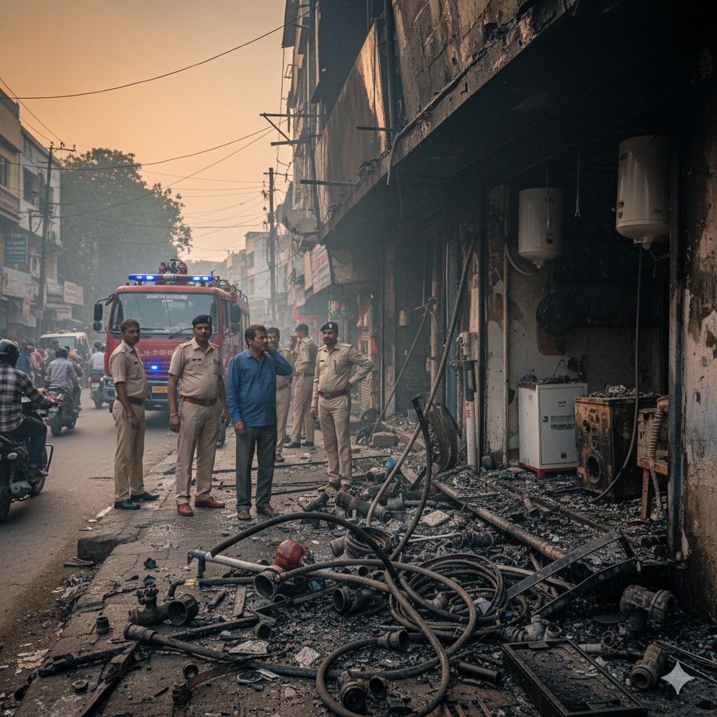 साताऱ्यात फटाक्यांची ठिणगी ठरली अडीच लाखांची! प्लंबिंगच्या दुकानात भीषण आग.