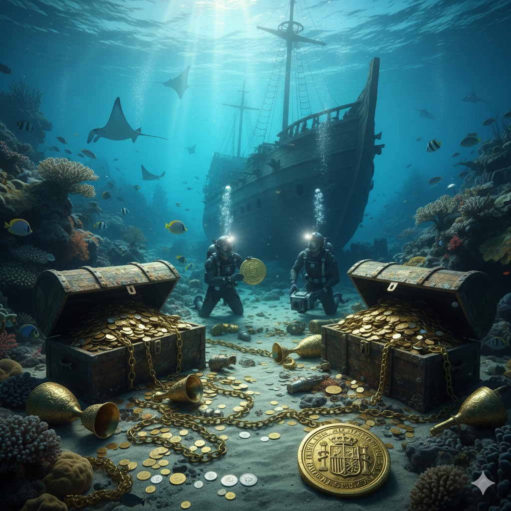 समुद्राच्या पोटात ३०० वर्षांपासून दडलेला ‘अभूतपूर्व खजिना’ सापडला! तब्बल $८ कोटींची ‘सोन्याची नाणी’ बाहेर!